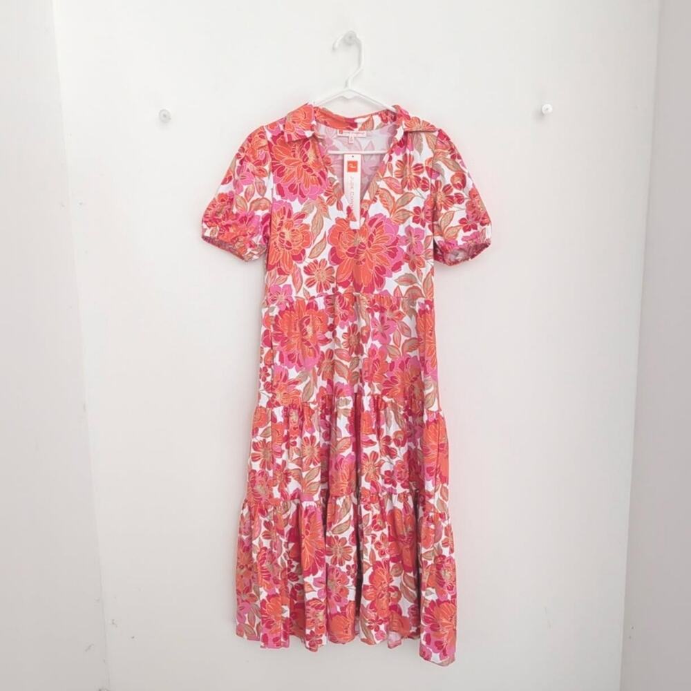 Jude Connally XS Midi Dress Women's V-Neck Pink Floral